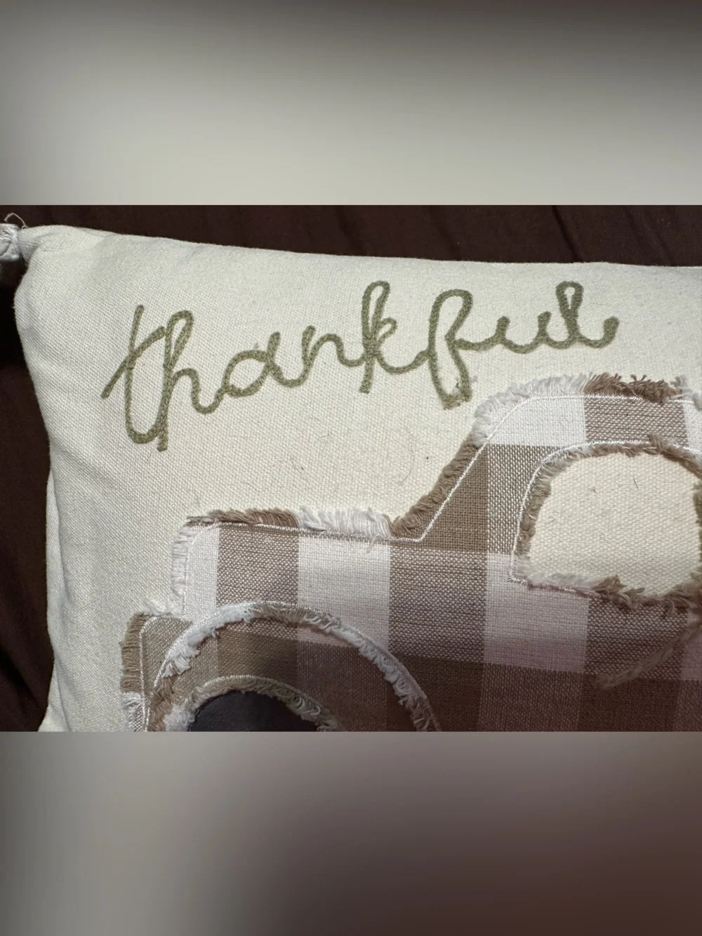 Mud Pie Autumn Truck Pillow in Beige, Orange, Cream